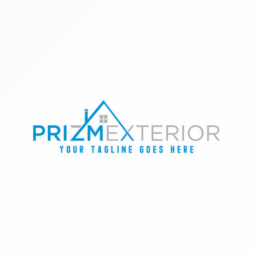 Letter or word PRIZMEXTERIOR sans serif font with roof house in Z and X image graphic icon logo design abstract concept vector stock. Can be used as a symbol relating to developers or initial