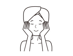 Vector illustration of a woman doing skin care.