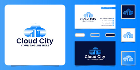 building and cloud logo design inspiration, business card and template designs