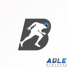Letter or word B sans serif font with smart champion Runner image graphic icon logo design abstract concept vector stock. Can be used as a symbol related to initial or sport