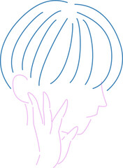 頬に手を添えたショートヘアの女の子