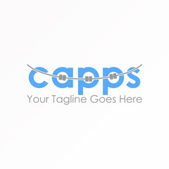 Letter or word CAPPS with dental Braces logo image graphic icon logo design abstract concept vector stock. Can be used as a symbol related to teeth or wordmark