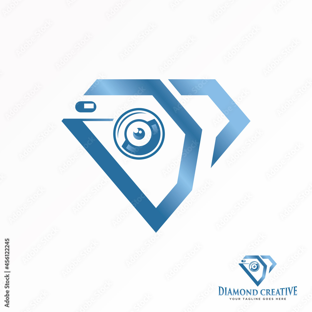 Poster letter or word dc font in line diamond with lens camera image graphic icon logo design abstract conc
