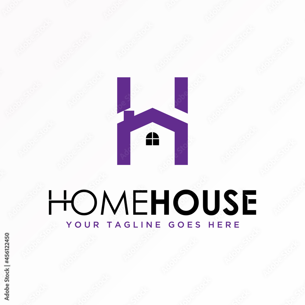 Poster home or house in letter or word h font image graphic icon logo design abstract concept vector stock.
