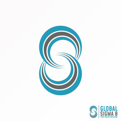 Two circle in triple cutting and flip position like Number 8 image graphic icon logo design abstract concept vector stock. Can be used as symbols related to initial