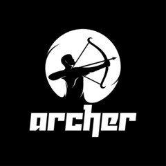 Archer abstract logo template, archer silhouette, Sagittarius vector illustration.