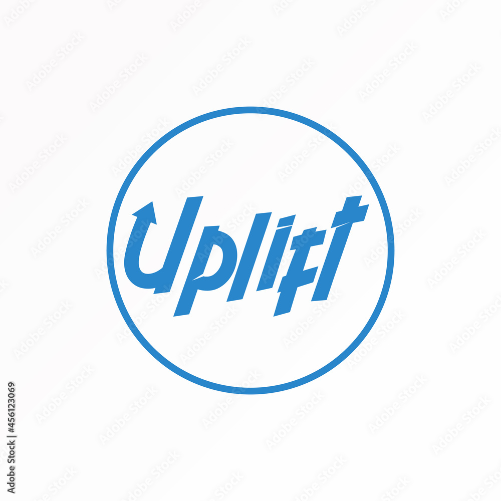 Poster letter or word uplift writing font in circle with arrow up image graphic icon logo design abstract c