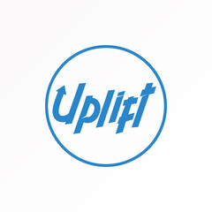 Letter or word UPLIFT writing font in circle with arrow up image graphic icon logo design abstract concept vector stock. Can be used as a symbol related to lettering or wordmark