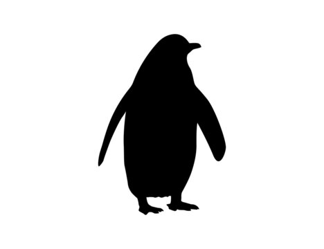 Silhouette of cute snow penguin. animal clipart vector art illustration design