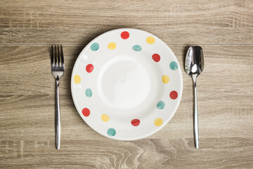 Polka dot with spoon and fork for table setting
