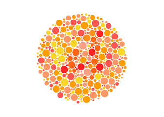 Vector graphic of Color blind test design. The number 4 cunningly hid inside an Ishihara inspired design. A color blindness test shaped color test plate with the number 4. vector eps10.