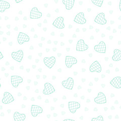Heart green, seamless pattern for childish textile,fabric. For kids prints,  bed linen. Modern, design, trendy geometric Valentine's Day pattern. Romantic, casual for the holiday. Vector illustration.