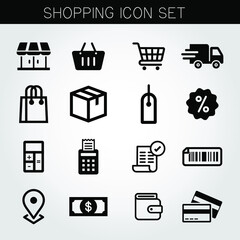 Shopping and E-Commerce line icon collection. Outline icons about shopping. Editable stroke. Eps 10 vector illustration.