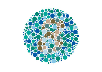 Vector graphic of Color blind test design. The number 8 cunningly hid inside an Ishihara inspired design. A color blindness test shaped color test plate with the number 8. vector eps10.
