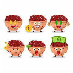 Kidney beans cartoon character with cute emoticon bring money
