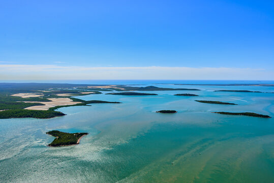Horizontal view of Southern end of Curtis Island, Queensland