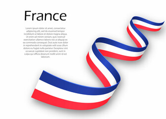 Waving ribbon or banner with flag of France