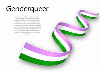 Waving ribbon or banner with Genderqueer pride flag