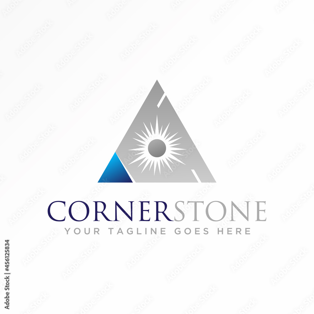 Poster triangle with bright sun in middle and cutting image graphic icon logo design abstract concept vecto