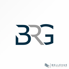 Letter BRG sans serif font in merging and cutting image graphic icon logo design abstract concept vector stock. Can be used as a symbol related to initial or workmark