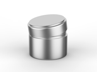 Metallic cosmetic cream jar mock up template on isolated white background, 3d illustration