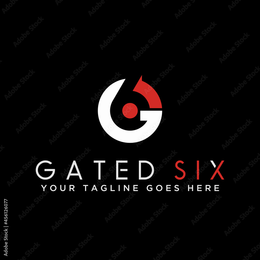 Poster letter 6g or g6 font in circle with negative space image graphic icon logo design abstract concept v