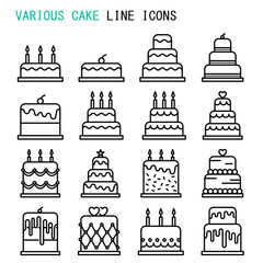 Various cake line icons