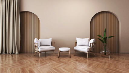 Room interior with Wall Background. 3D rendering ,3D illustration	
