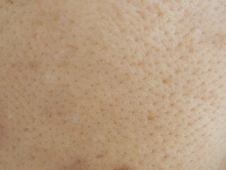 Pore on face skin texture in asian woman for skincare and beauty concept. closeup photo.