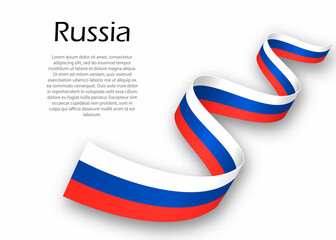 Waving ribbon or banner with flag of Russia