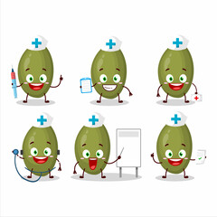 Doctor profession emoticon with pistachios seeds cartoon character