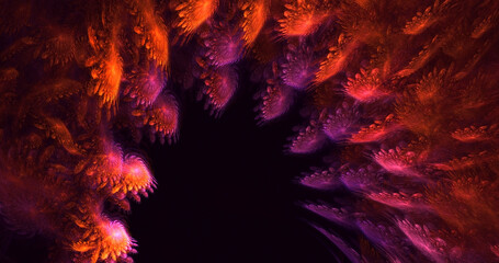 3D rendering abstract colorful fractal light background