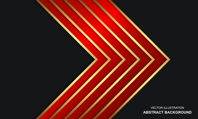 Abstract black dop background with red and golden lines modern design