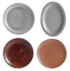 group of ceramic plate on white background