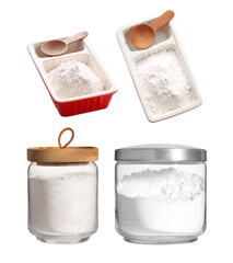 Group of flour in container on white background