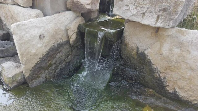 rocky waterfall at the park.
