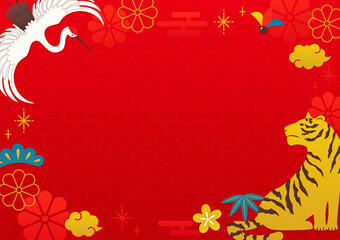 new year 2022 tiger illustration with red background