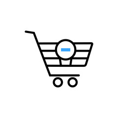black shopping trolley . concept of daily purchases, christmas sale and on-line ecommerce. isolated on white stylish background. trendy modern logo design vector illustration