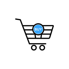 black shopping trolley . concept of daily purchases, christmas sale and on-line ecommerce. isolated on white stylish background. trendy modern logo design vector illustration