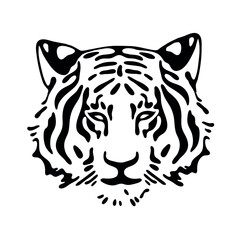 The symbol of the tiger of the New Year 2022. Vector illustration of a tiger portrait.