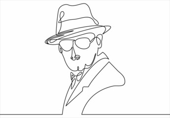 vintage american gangster.Continuous one line