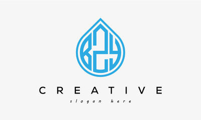 creative water drop letters BZY logo initial template vector	
