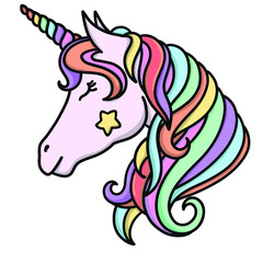 Vector unicorn head illustration © lenkissart