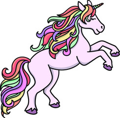 Vector jumping unicorn illustration