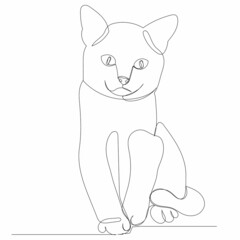 kitten drawing with one continuous line, sketch