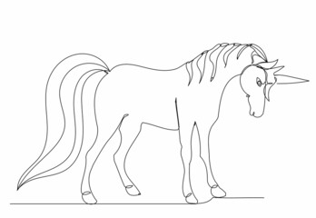 one continuous line drawing of a unicorn, sketch