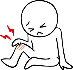 膝を痛がっている人のイメージイラスト（手描き）