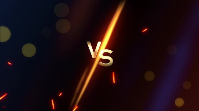 Versus - vs collision of metal letters with sparks and glow on a red-blue background, confrontation concept, competition vs match game, martial battle vs sport. Loop 15-seconds 