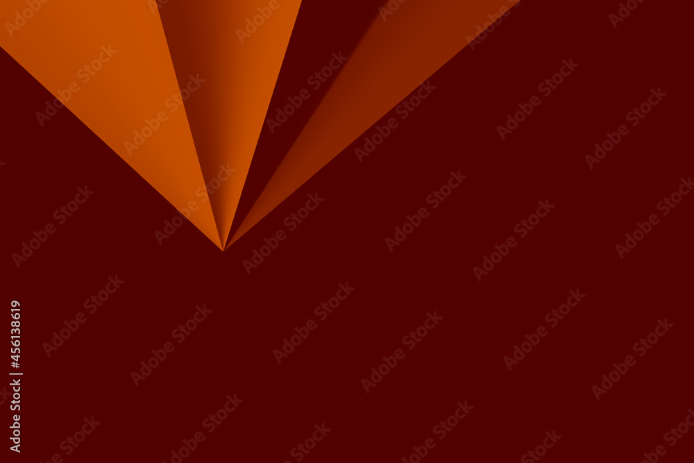 Poster illustration of a red background with an orange triangle shape with a copy space