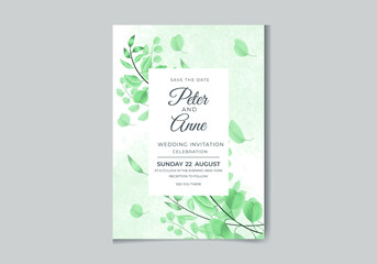 Beautiful digital Hand-painted Feminine watercolor Premium floral and leaves Wedding Invitation Card